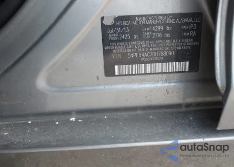 2013 Hyundai Sonata Gls from USA, damaged, VIN 5NPEB4AC7DH788090